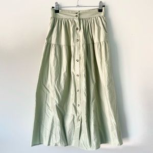 Light Green Coquette Cotton Midi Skirt